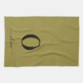 Monogram Script Naam Gepersonaliseerd Goud en Zwar Theedoek (Horizontaal)