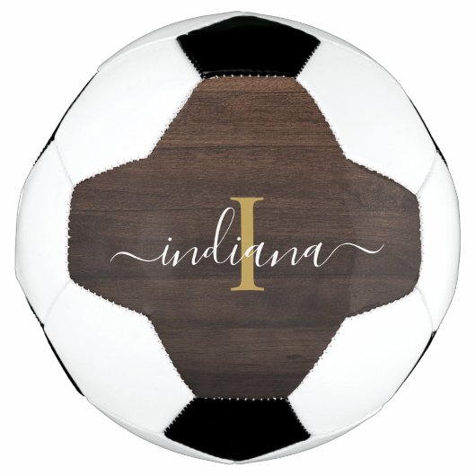 Monogram Script Naam Initiaal Meisje Aangepast Rus Voetbal (Voorkant)