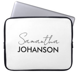 Monogram Script Naam Modern Minimalistisch Laptop Sleeve