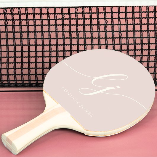 Monogram Script Naam Modern Monogrammed Pink Tafeltennisbatje