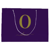 Monogram Script Naam Persoonlijk Paars En Goud Groot Cadeauzakje (Achterkant)