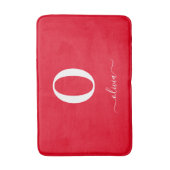 Monogram Script Naam Persoonlijk Rood en Wit Badmat (Voorkant Verticaal)