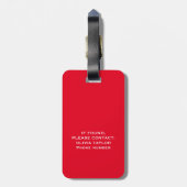 Monogram Script Naam Persoonlijk Rood en Wit Bagagelabel (Achterkant verticaal)