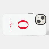 Monogram Script Naam Persoonlijk Wit En Rood iPhone Hoesje (Achterkant horizontaal)