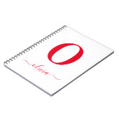 Monogram Script Naam Persoonlijk Wit en Rood Notitieboek (Linkerzijde)