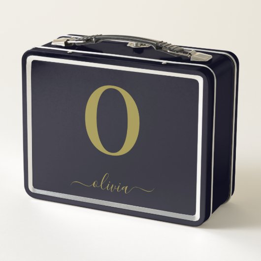 Monogram Script Naam Persoonlijk Zwart En Goud (Achterkant)