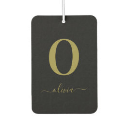 Monogram Script Naam Persoonlijk Zwart En Goud Luchtverfrisser