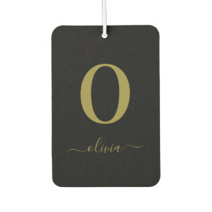 Monogram Script Naam Persoonlijk Zwart En Goud Luchtverfrisser