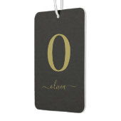 Monogram Script Naam Persoonlijk Zwart En Goud Luchtverfrisser (Links)