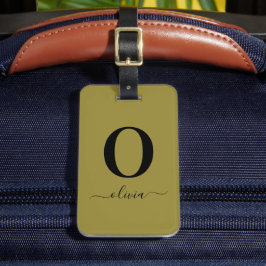 Monogram Script Naam Persoonlijke Goud En Zwart Bagagelabel