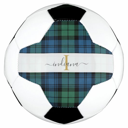 Monogram Script Naam Plaid Clan Campbell Tartan Voetbal (Voorkant)