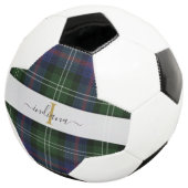 Monogram Script Naam Plaid Rustic Tartan Voetbal (Drie kwart)