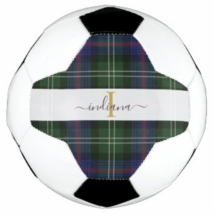 Monogram Script Naam Plaid Rustic Tartan Voetbal