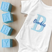 Monogram Script Name Blue Custom Text Unisex Romper