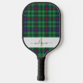 Monogram Script Name Classic Pset Green Tartan Pickleball Paddle (Achterkant)