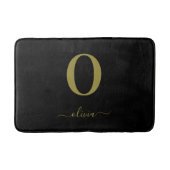Monogram Script Name Personated Black and Gold Badmat (Voorkant)