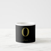 Monogram Script Name Personated Black and Gold Espresso Kop (Voorkant)