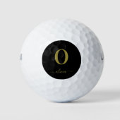 Monogram Script Name Personated Black and Gold Golfballen (Voorkant)