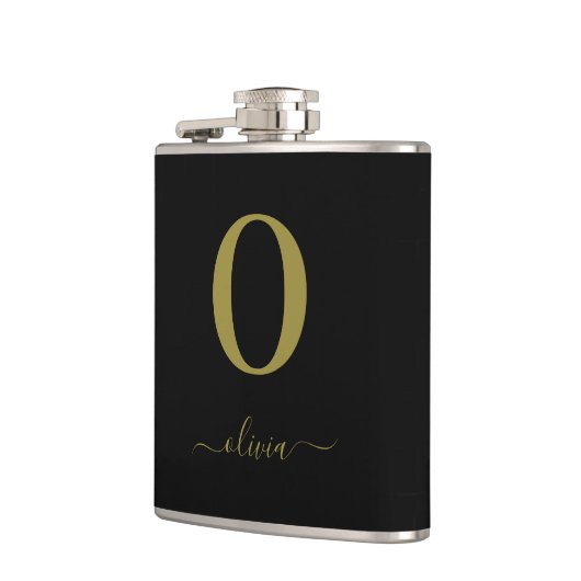 Monogram Script Name Personated Black and Gold Heupfles (Links)