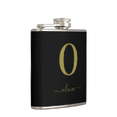 Monogram Script Name Personated Black and Gold Heupfles (Rechts)