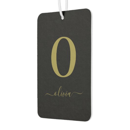 Monogram Script Name Personated Black and Gold Luchtverfrisser (Links)