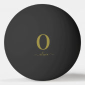 Monogram Script Name Personated Black and Gold Pingpongbal (Achterkant)