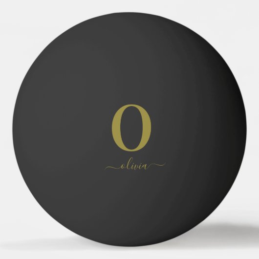Monogram Script Name Personated Black and Gold Pingpongbal (Achterkant)