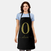 Monogram Script Name Personated Black and Gold Schort (Gedragen)