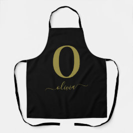 Monogram Script Name Personated Black and Gold Schort