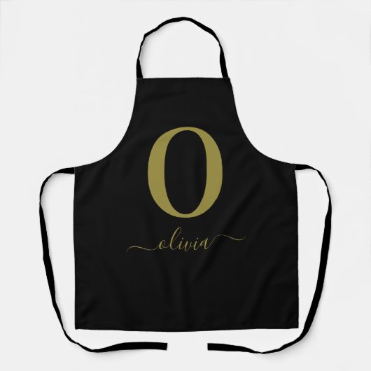 Monogram Script Name Personated Black and Gold Schort (Voorkant)