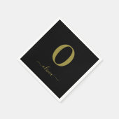 Monogram Script Name Personated Black and Gold Servet (Hoek)