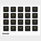 Monogram Script Name Personated Black and Gold Vierkante Sticker (Vel)
