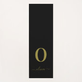 Monogram Script Name Personated Black and Gold Yogamat (Voorkant)