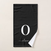 Monogram Script Name Personated Black and White Bad Handdoek (Handdoek)