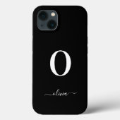 Monogram Script Name Personated Black and White Case-Mate iPhone Case (Achterkant)