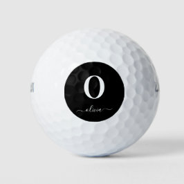 Monogram Script Name Personated Black and White Golfballen