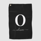 Monogram Script Name Personated Black and White Golfhanddoek (Voorkant)
