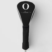 Monogram Script Name Personated Black and White Golfheadcover (Voorkant)