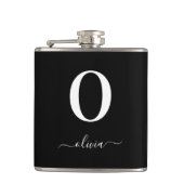 Monogram Script Name Personated Black and White Heupfles (Voorkant)