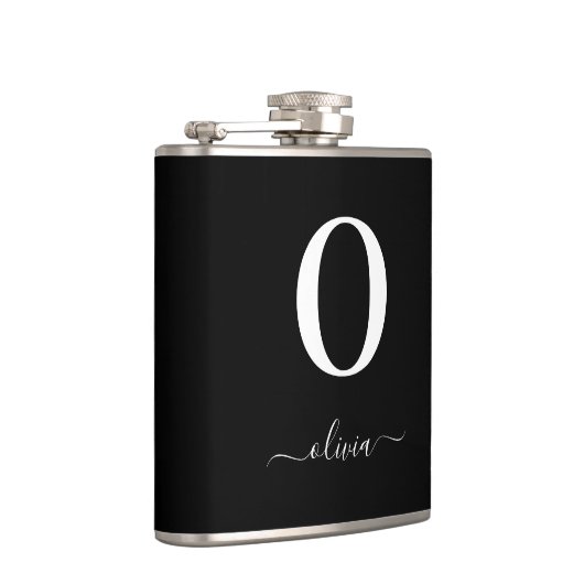 Monogram Script Name Personated Black and White Heupfles (Rechts)