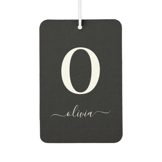 Monogram Script Name Personated Black and White Luchtverfrisser (Voorkant)