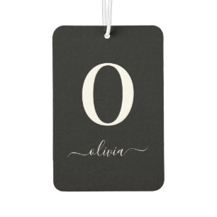 Monogram Script Name Personated Black and White Luchtverfrisser