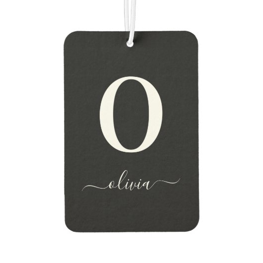 Monogram Script Name Personated Black and White Luchtverfrisser (Achterkant)