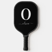 Monogram Script Name Personated Black and White Pickleball Paddle (Achterkant)