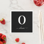 Monogram Script Name Personated Black and White Servet (Insitu)
