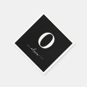 Monogram Script Name Personated Black and White Servet (Hoek)