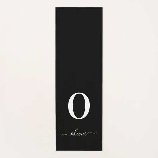 Monogram Script Name Personated Black and White Yogamat (Voorkant)