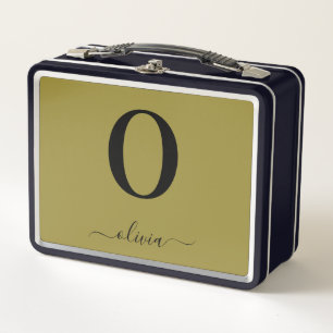 Monogram Script Name Personated Gold en Black
