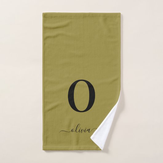 Monogram Script Name Personated Gold en Black Bad Handdoek (Handdoek)