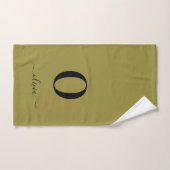 Monogram Script Name Personated Gold en Black Bad Handdoek (Handdoek)